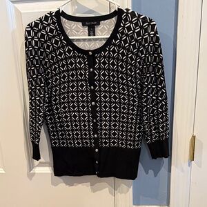 White House Black Market Geometric Pattern Button Front Cardigan